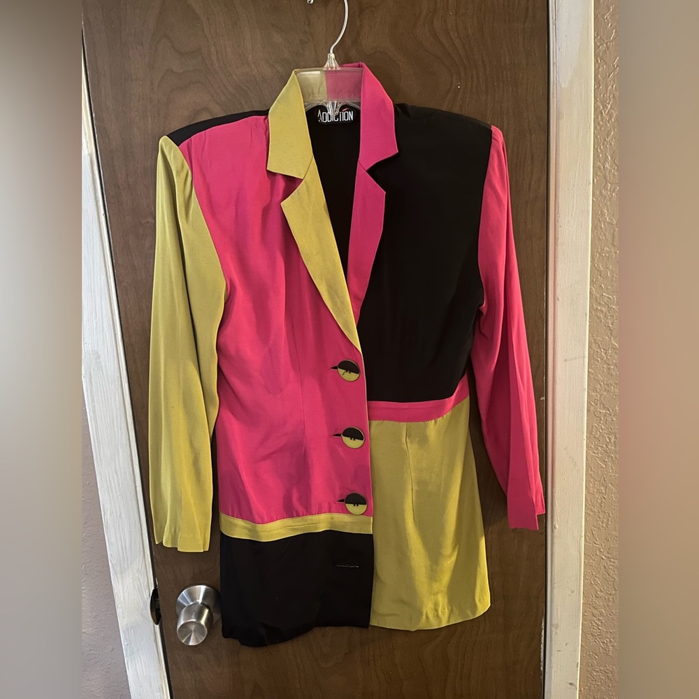 Vintage Retro Duo Colored Suit Jacket and Short Set